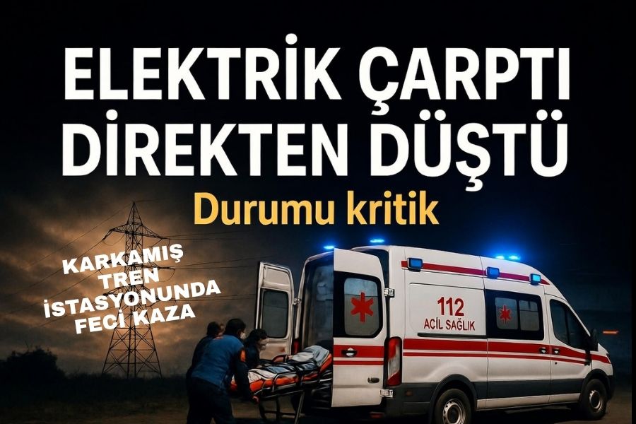 Elektrik çarptı, direkten düştü 
