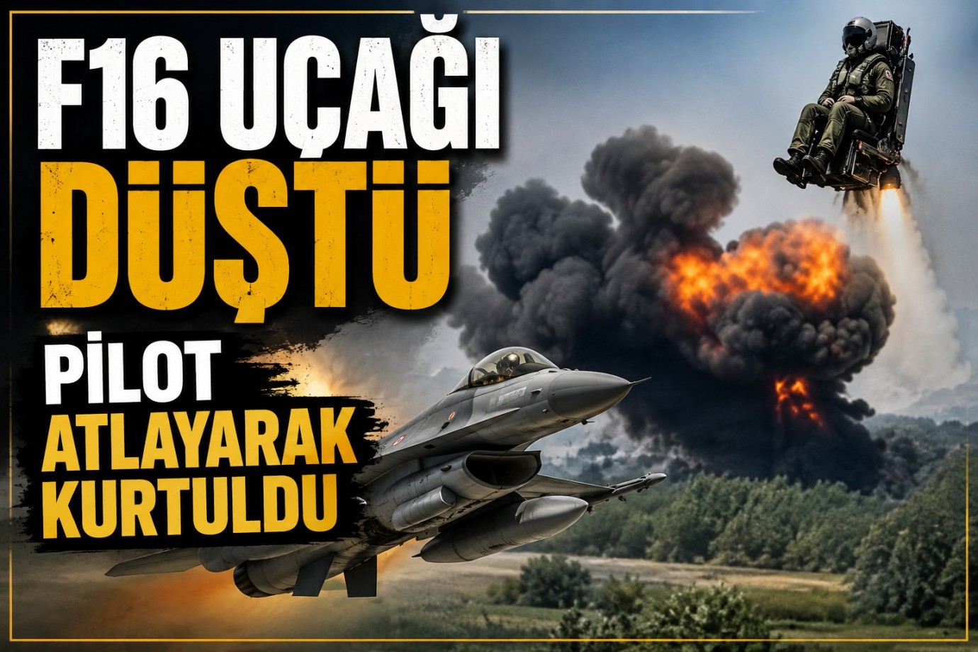 F16 düştü, pilot atlayarak kurtuldu 